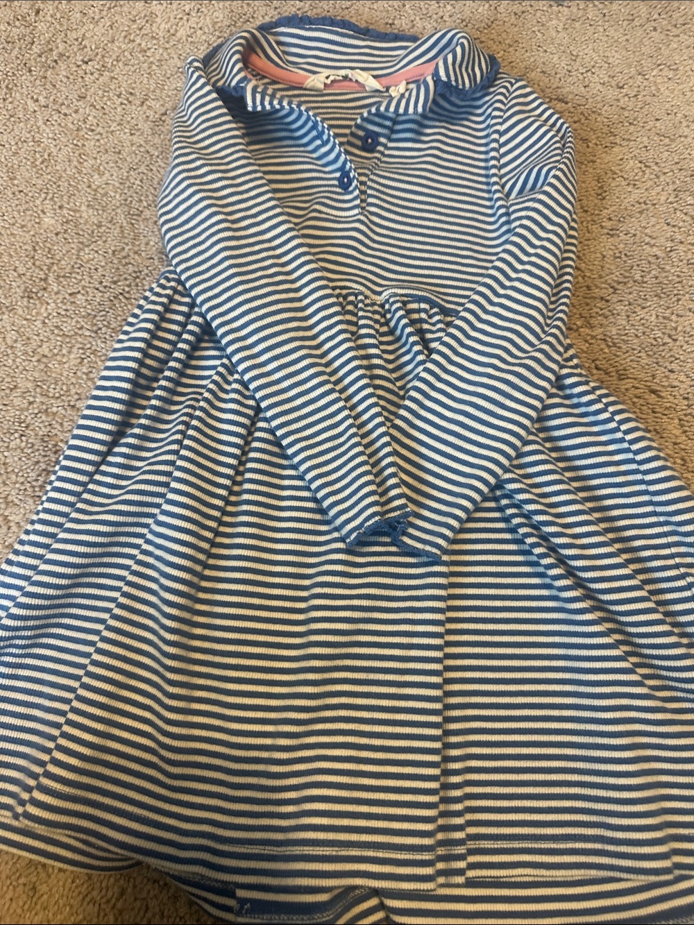 Mini Boden Blue and White Striped Long Sleeve Dress